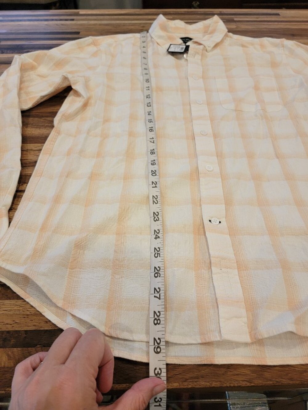 Club Monaco Slim Fit Men's Button Down Long Sleeve Linen Plaid Shirt - Picture 11 of 14
